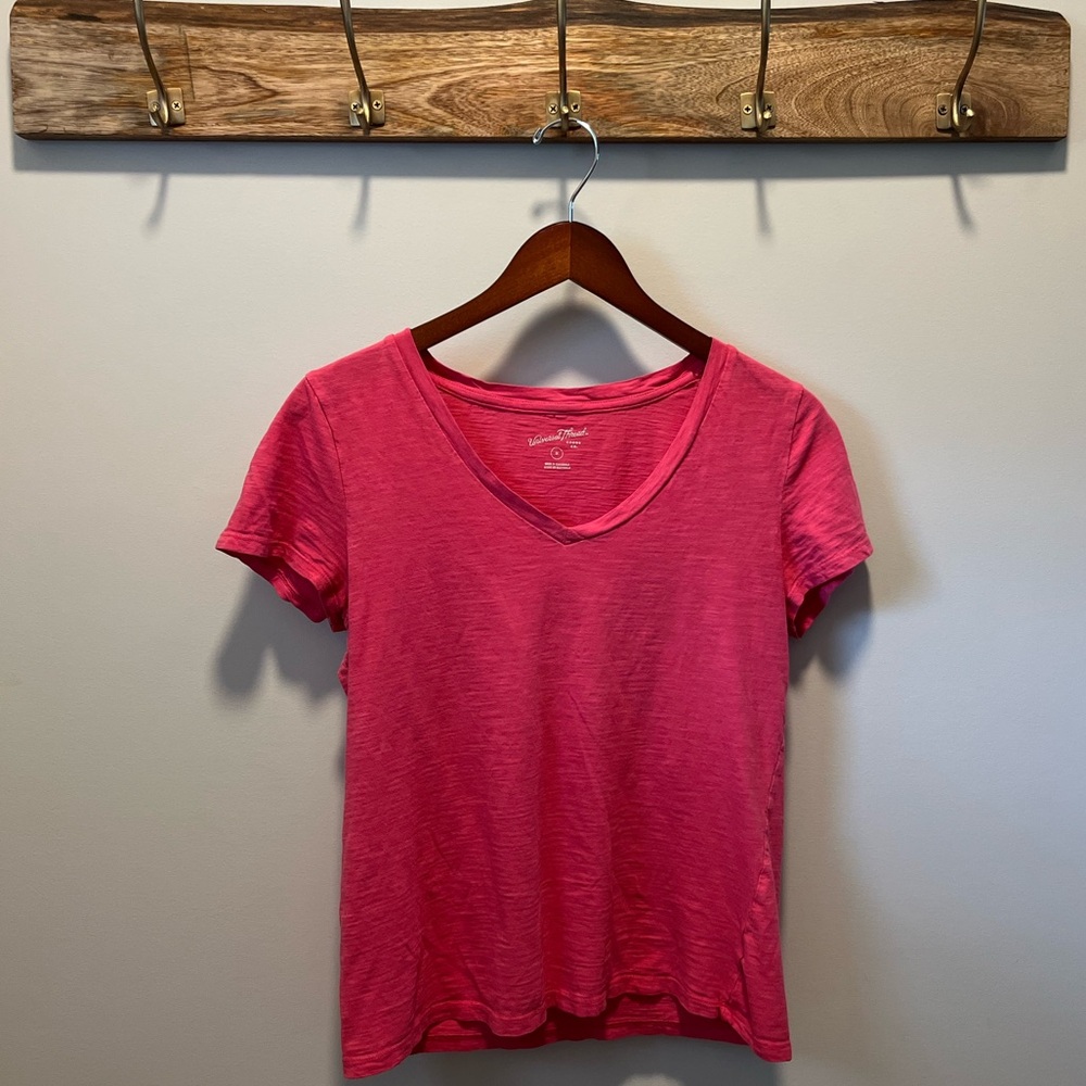 Pink V-neck T-shirt